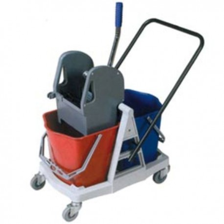 CHARIOT AVEC 2 SEAUX, ÉGOUTTOIR ET...