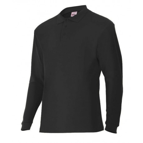 CAMISA POLO PRETA PIQUE MANGA COMPRIDA