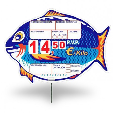 PORTA PRECIOS PESCADERIA PVC PEZ