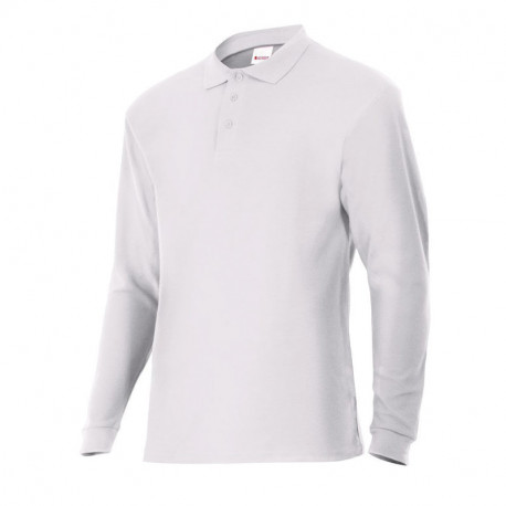 WHITE LONG SLEEVE PIQUE POLO SHIRT
