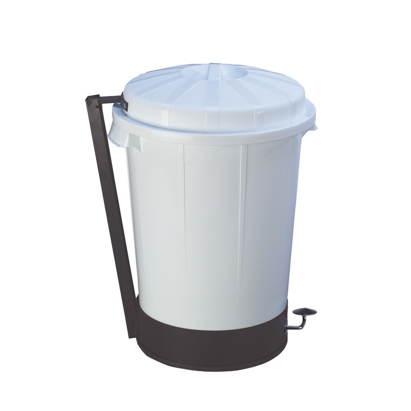 WEIßER EIMER MIT PEDAL 70 Lts