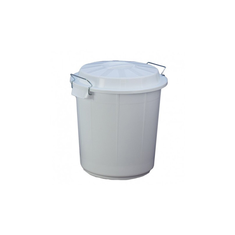 SEAU PLASTIQUE BLANC 95 L COUVERCLE