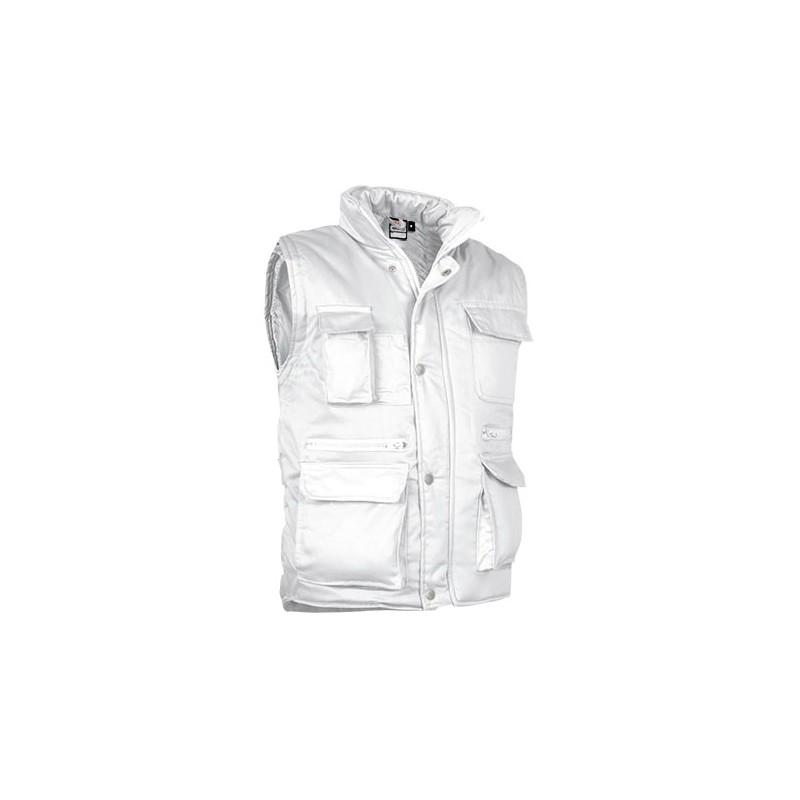 GILET MULTIPOCHES REPORTER BLANC