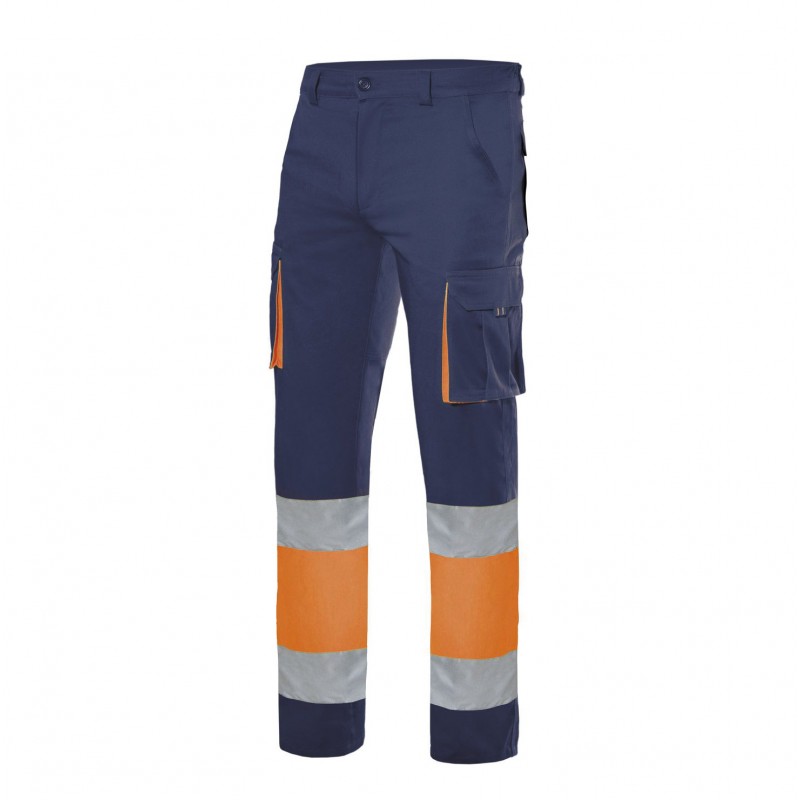 CALÇAS ELÁSTICAS AV NAVY/LARANJA DE...