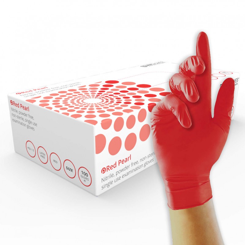 GUANTES DE NITRILO ROJO SIN POLVO 100...