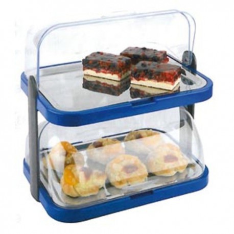 VETRINA A 2 PIANI CON VASSOIO INOX...